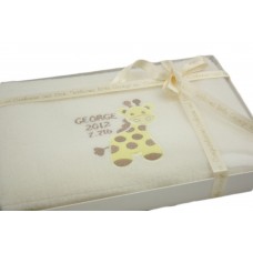 Personalised Unisex Baby Fleece Blanket Giraffe Design Boxed Gift Set